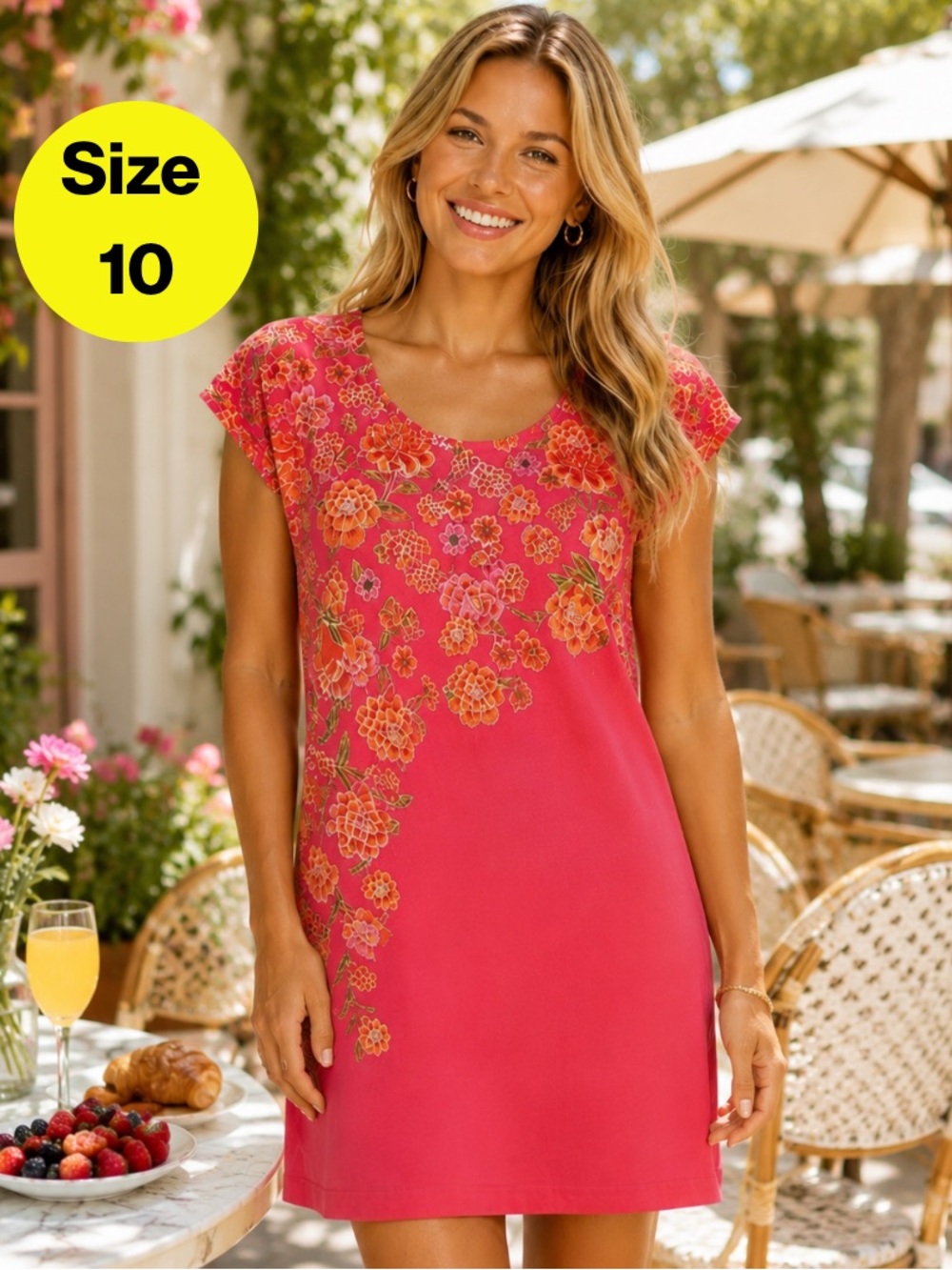 2/for $20 🪩 ISAAC MIZRAHI Floral Coral Pink Slip Mini Dress (Women's Size 10)